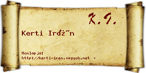 Kerti Irén névjegykártya